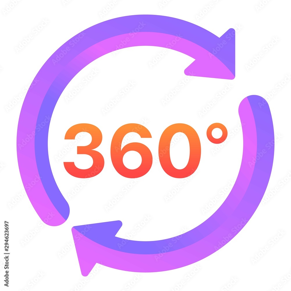 Poster 360 degrees icon. cartoon of 360 degrees vector icon for web design isolated on white background