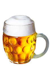 Glass of beer isolated on the white background