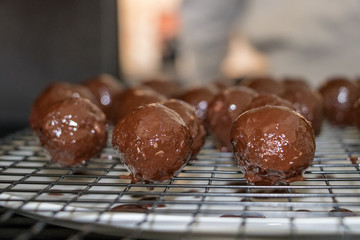 a few chocolate balls from close up