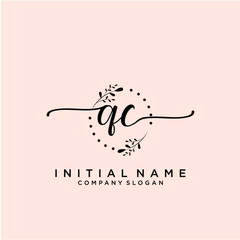 QC Beauty vector initial logo, handwriting logo.