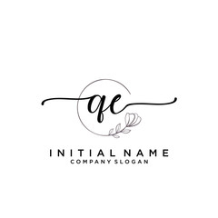 QE Beauty vector initial logo, handwriting logo.