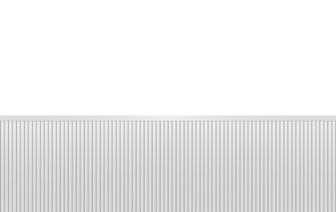 3d rendering. minimal gray vertical panels on white empty wall background.