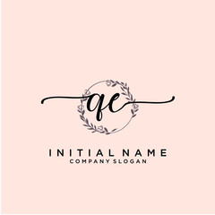 QE Beauty vector initial logo, handwriting logo.