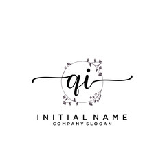 QI Beauty vector initial logo, handwriting logo.