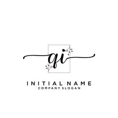 QI Beauty vector initial logo, handwriting logo.