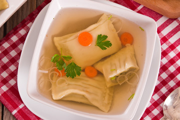 Maultaschen - swabian filled pasta ( ravioli ).