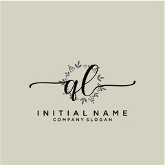 QL Beauty vector initial logo, handwriting logo.