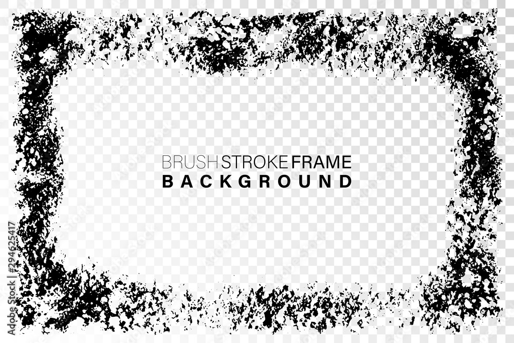 Poster hand drawn grunge frame rectangular shape. black textured paint as graphic resources. ink brush pain