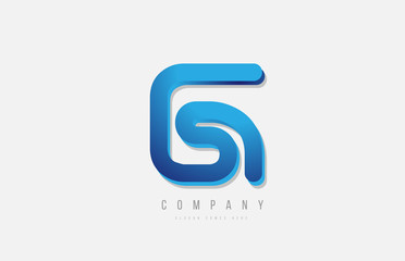 3d line blue g letter logo alphabet for icon design