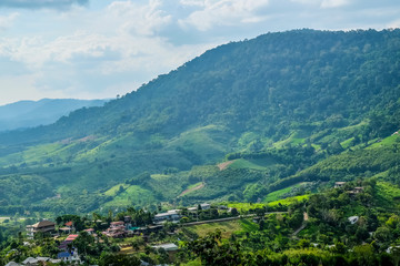 Naklejka na ściany i meble View of Mountains at Khao Kho District Phetchabun Province, northern Thailand. 
