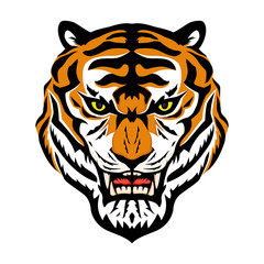Angry tiger sign on a white background.