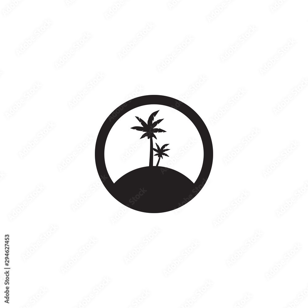 Sticker coconut tree icon logo design vector template