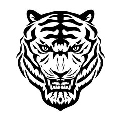 Black tiger sign on a white background.