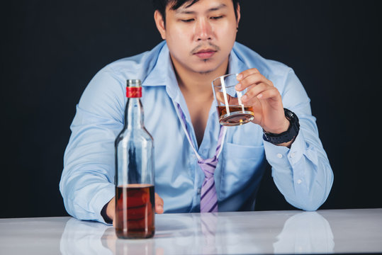 Handsome Handsome Man Drinking Whisky At Home