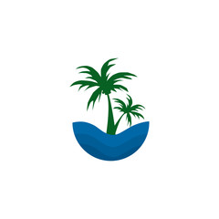 Coconut tree icon logo design vector template