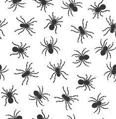 Spiders Seamless Pattern on White Background. Vector