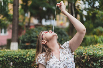 Girl with chewing gum
