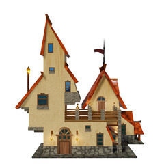 3d rendered illustration. Fantasy house fasade  A