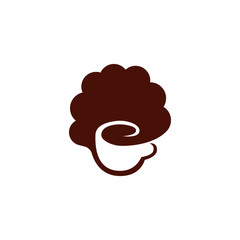 afro and coffee cup logo template, afro man icon .vector