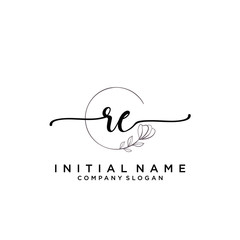 RE Beauty vector initial logo, handwriting logo.