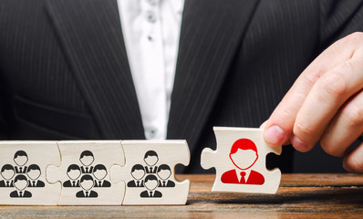 A businessman appoints a leader to the head of the team. Creation of an effective teams of...