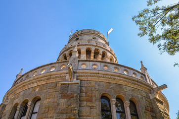 Fototapeta na wymiar The Elizabeth Lookout - historic lookout tower on János-hegy above Budapest, Hungary