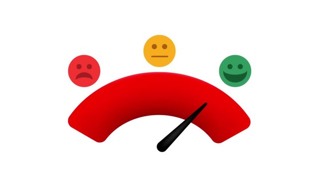 Scale from sad to happy smiles with arrow motion video