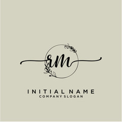 RM Beauty vector initial logo, handwriting logo.