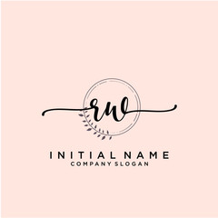 RW Beauty vector initial logo, handwriting logo.