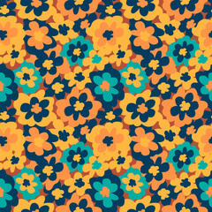 Abstract colorful seamless texture with flowers, vector. Seamless pattern with creative decorative flowers in scandinavian style. Beautiful floral pattern. Great for wallpaper, fabric, textile
