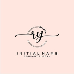 Obraz premium RY Beauty vector initial logo, handwriting logo.