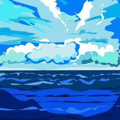 Fototapeta na wymiar blue sea landscape in abstract background