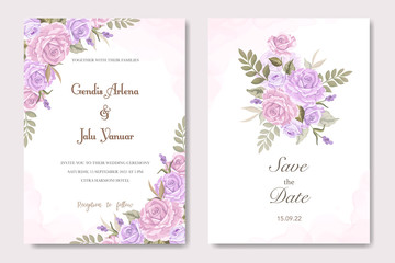 beautiful wedding card invitation with floral vector