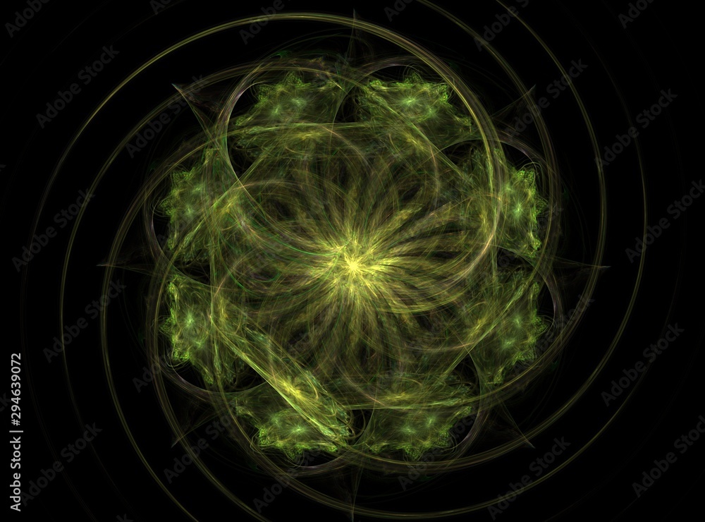 Aufkleber lacy colorful clockwork pattern. digital fractal art design. abstract design of sacred symbols signs