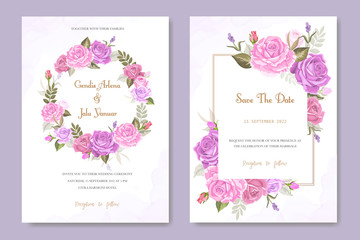 beautiful wedding card invitation with floral vector