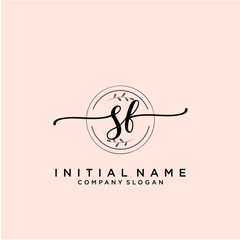 SF Beauty vector initial logo, handwriting logo.