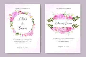 beautiful wedding card invitation with floral vector