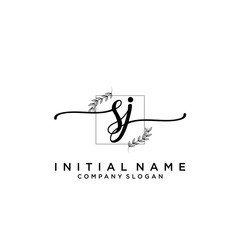SJ Beauty vector initial logo, handwriting logo.