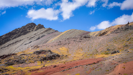 Mineral rich geological formations in the mountains of the Cordillera Vilcanota. Ausungate, Cusco, Peru