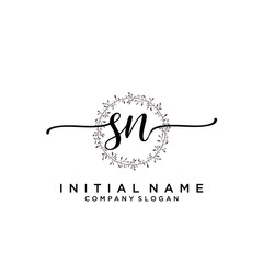 SN Beauty vector initial logo, handwriting logo.