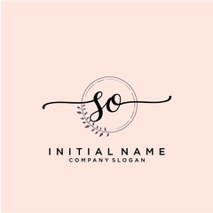 SO Beauty vector initial logo, handwriting logo.