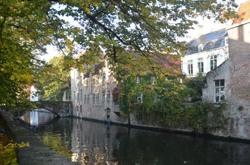 Autumn in Bruges, Belgium. Bruges, the capital of West Flanders in northwest Belgium, is distinguished by its canals, cobbled streets and medieval buildings.