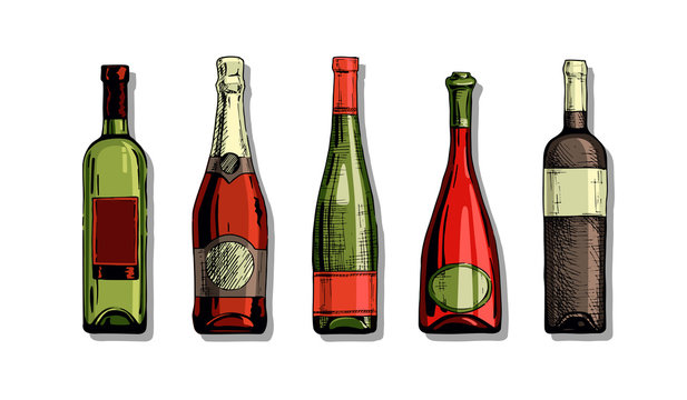 Set of wine bottle