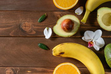 Background with exotic fruits