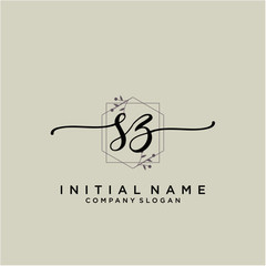 SZ Beauty vector initial logo, handwriting logo.
