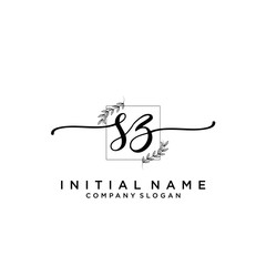 SZ Beauty vector initial logo, handwriting logo.