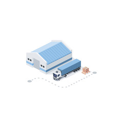 Van truck tractor warehouse cargo delivery. Vector 3d isometric, color web icon, new flat style. Creative illustration design, idea for infographics.