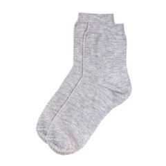 pair of tall gray socks isolated on white background