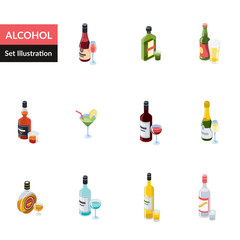 Alcohole vector 3d isometric, color web icon, new flat style. Creative illustration design, idea for infographics.