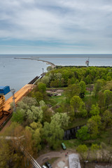Obraz premium Aerial view on the port entrance in Swinoujscie coastal city, Poland